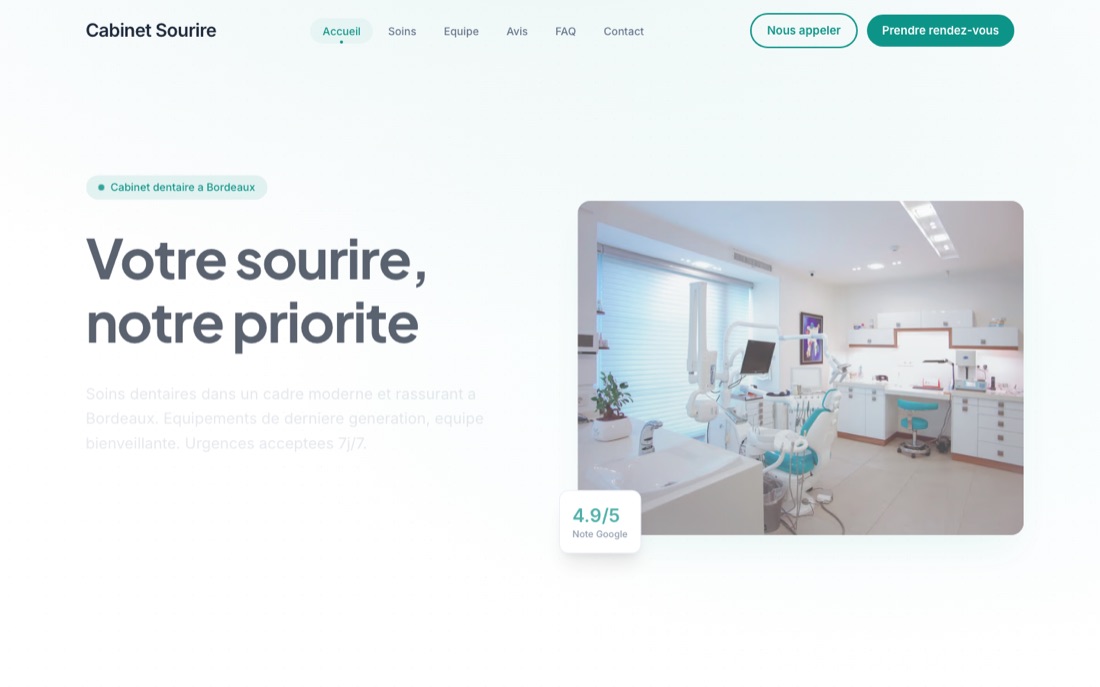 Site web Cabinet Sourire à Bordeaux