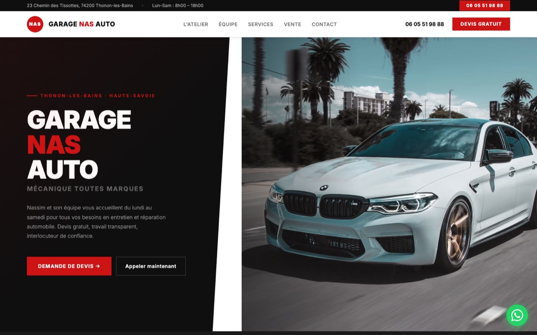 Site web Garage NAS Auto à Thonon-les-Bains
