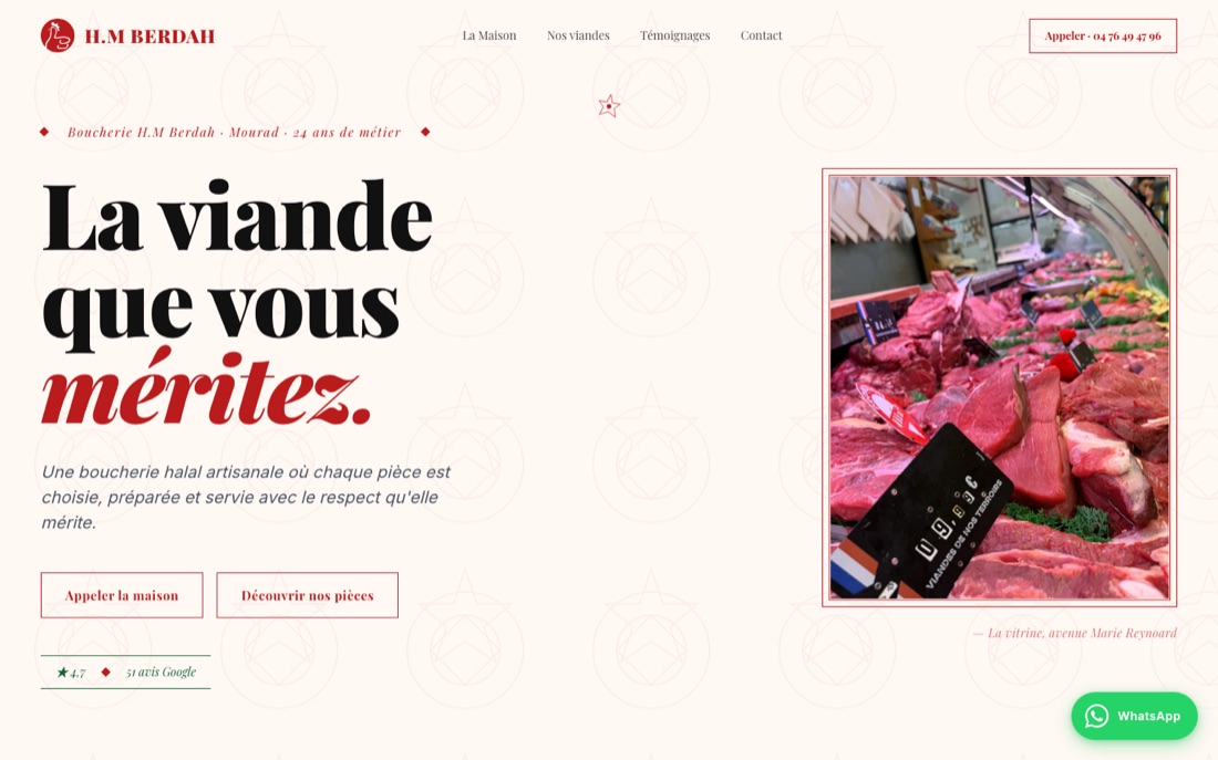 Site web Boucherie H.M Berdah à Grenoble