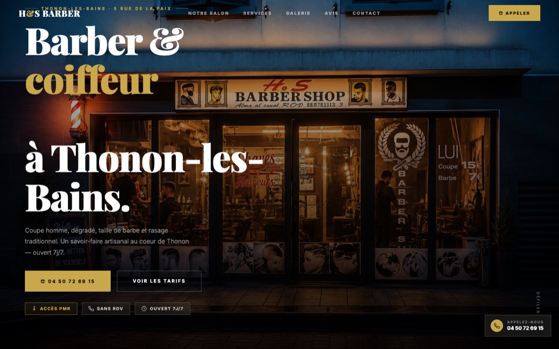 Site web H&S Barber Shop à Thonon-les-Bains