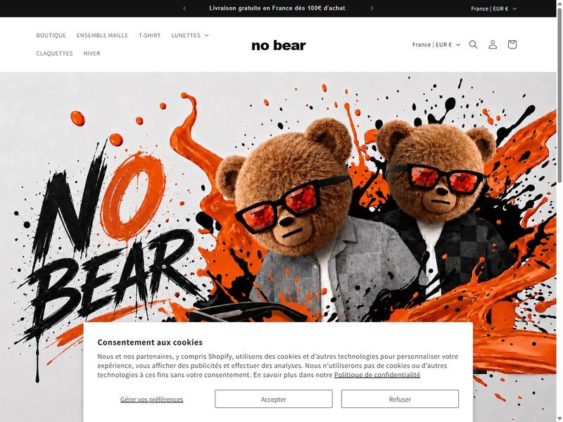 No Bear website — E-commerce